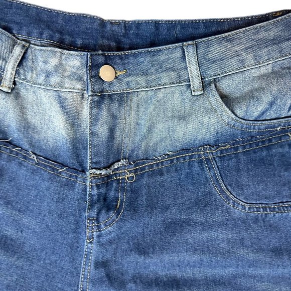 Womens Retro Jeans Size 2XL Blue High Rise Straight Leg Washed Denim Stretch - Picture 7 of 14